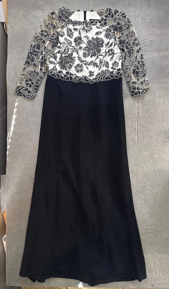 Tadashi Shoji Peony Embroidered Black Formal Gown Evening Maxi Dress 14 - Image 2 of 4