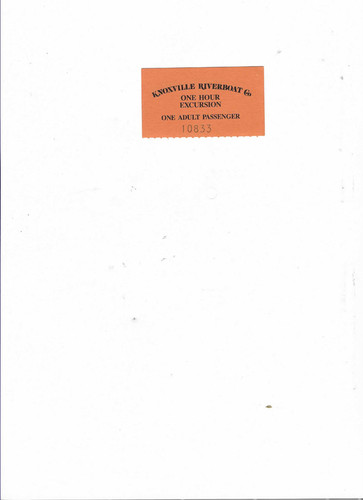 Knoxville Riverboat vintage one hour excursion passenger ticket, Tennessee