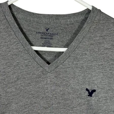 American Eagle Outfitters Seriously Soft Gray V-Neck T-Shirt Medium Y2K Classic