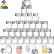 36 Pack 15ml Empty Glass Jars with Screw Aluminum Caps 0.5Oz Mini Cosmetics Jars