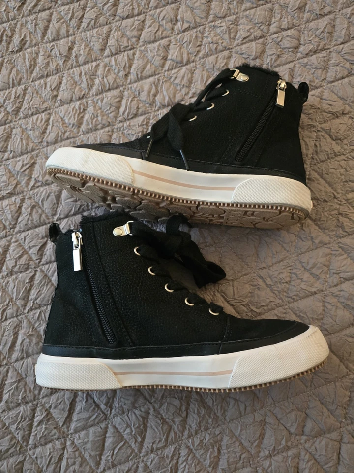 ROXY Negro Piel de Iván Medio Top Zapatillas con Cordones Zapatos Botas 6 Clima Frío Foto 3 de 4