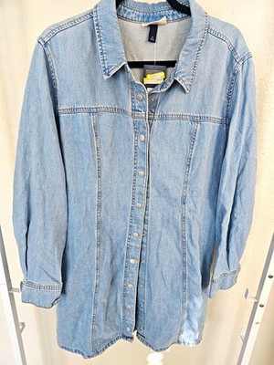 Universal Thread Women's Blue Denim Button-Up Shirt Dress Size 16