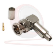 Angled BNC for RG59 Cable. 75ohm Video. Twist CRIMP Connector. CCTV, SPDIF