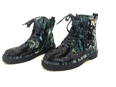 Laura Vita INCASO 04 ankle boots Sz 6 French Leather and textile Floral Applique