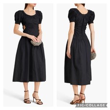 Ulla Johnson Golda cutout cotton-poplin midi dress in Noir NWT Size 2