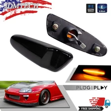 For 97-98 Toyota SUPRA MK.4 Amber LED Front Bumper Side Marker Light Smoked Pair