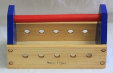 RARE MELISSA  DOUG TAKE-ALONG WOODEN MULTICOLORED HANDLED TOOL HOLDER ONLY 