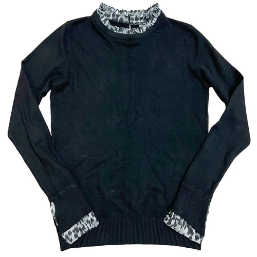 Vila Milano Damen Gr. S Wollmischung Pullover Pulli mit transparentem Besatz Schwarz Neu mit Etikett - Bild 2 von 10