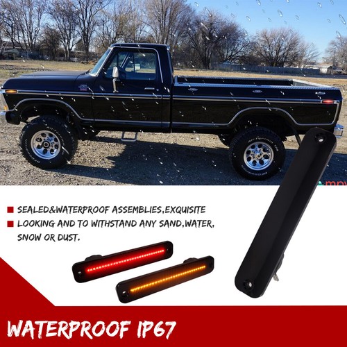 4x Smoked LED Front & Rear Side Marker Lights For 73-79 Ford F100 F150 F250 F350 - Foto 3 di 11