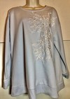 Lane Bryant Womens Size M/L Sweattop Pastel Blue Embroidered Beaded Floral