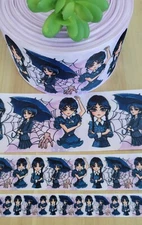 7/8, 1.5 & 3" (1 YD) Wednesday Addams Grosgrain Ribbon Thing Spiderweb Umbrella 