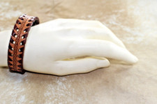 Western Unisex Bracelet 9 1/2 x 5/8 in Leather Natural brown Laced Snap