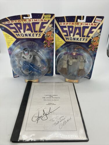 CAPTAIN SIMIAN AND THE SPACE MONKEYS Double Signed Script and 2 NIB Figures - Picture 1 of 24