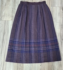 Vintage Pendleton Womens Purple Stripe Wool Pencil Skirt Sz 8