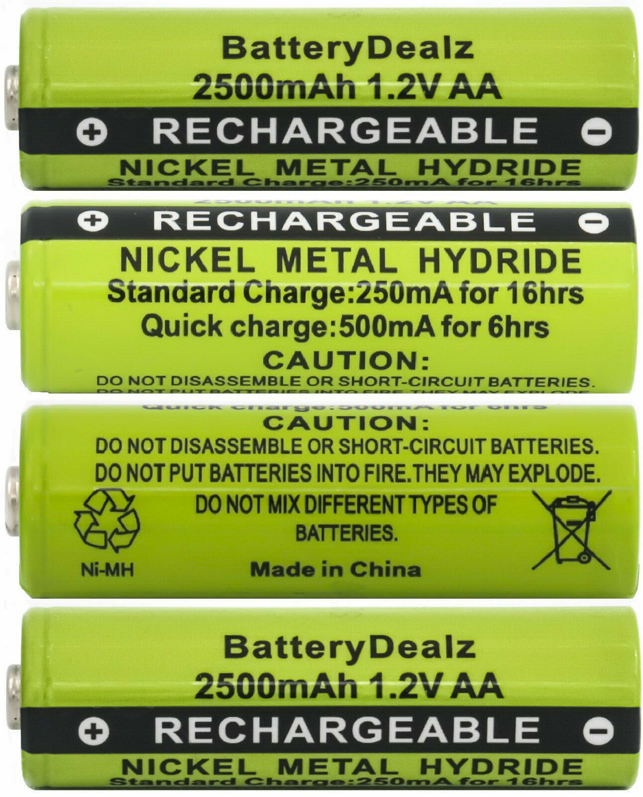 AA Rechargeable Batteries for Toys Games Remotes Flashlights Telephones (4-Pack)-image