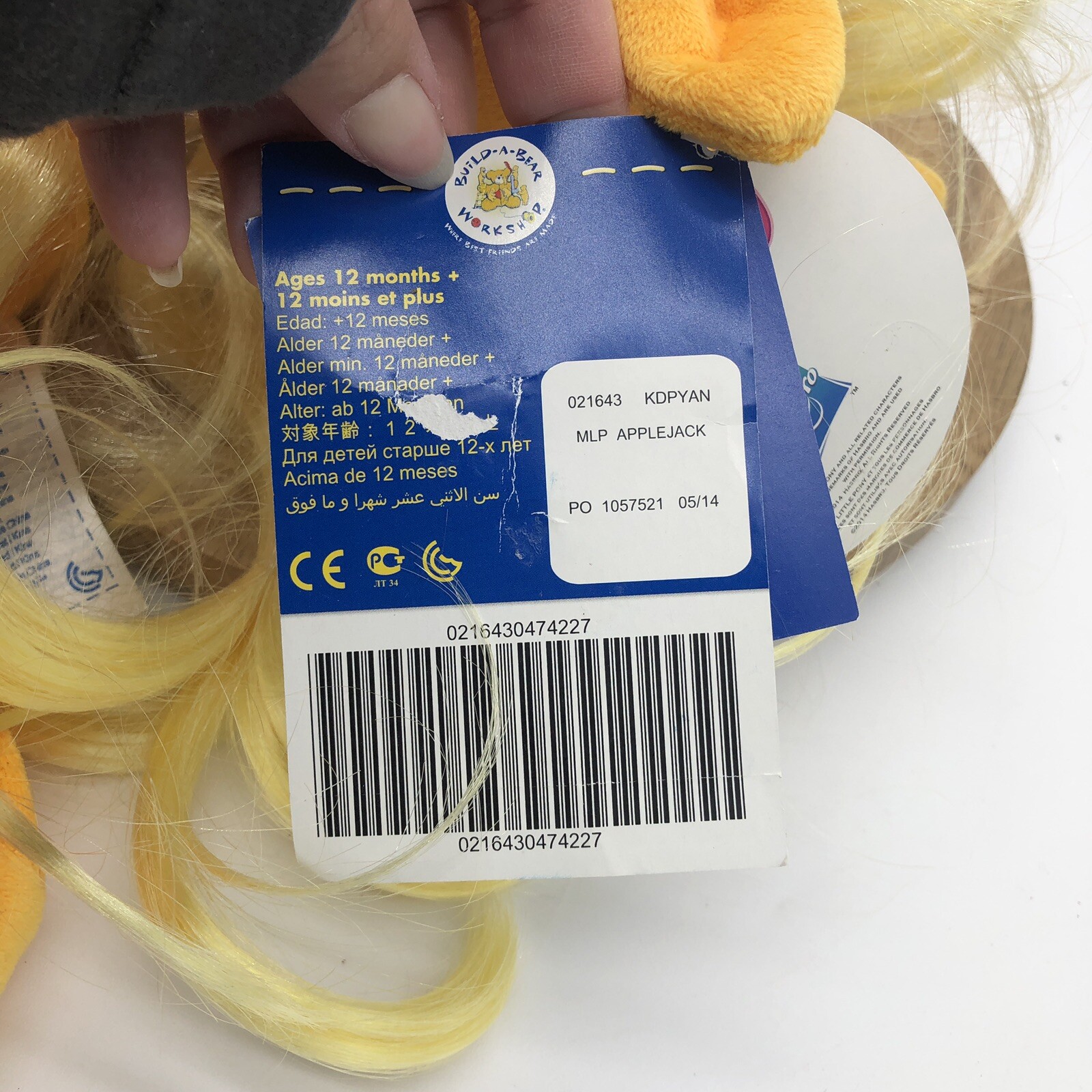 Costruisci un orso My Little Pony AppleJack 2014 mela arancione non imbottita 15 pollici etichette MLP