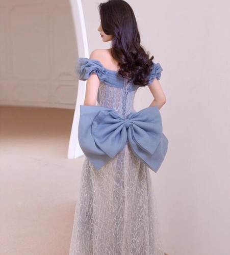 Women's Pretty Off Shoulder Falbala Bowtie Evening Dress Cocktail Wedding 7914 - Picture 6 of 7