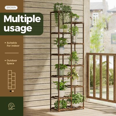 Plant Stand Indoor 72'' Tall Plant Shelf Outdoor Large Wood Plant