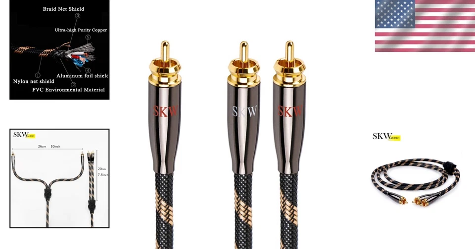 Premium 16.4ft RCA Y Splitter Cable for Subwoofer - Ultra High-Purity Copper - Image 2 of 4