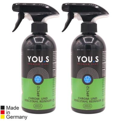 YOU.S Chrome Cleaner Stainless Steel Cleaner Alloy Rims Trim Parts Care 2 x 500 ml