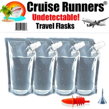CRUISE SHIP FLASK KIT 6 Pc. 32oz RUM RUNNERS ALCOHOL LIQUOR SMUGGLE SNEAK BOOZE