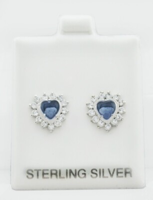 LAB CREATED TANSANIT & WEISSER SAPHIR OHRRING .925 SILBER - Neu mit Etikett