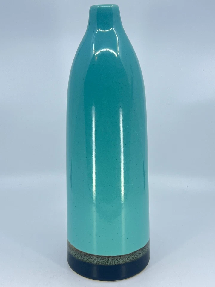 "Florero moderno a rayas marrón turquesa Nate Berkus Pottery Bud verde azulado 12,75"" H" Foto 2 de 4