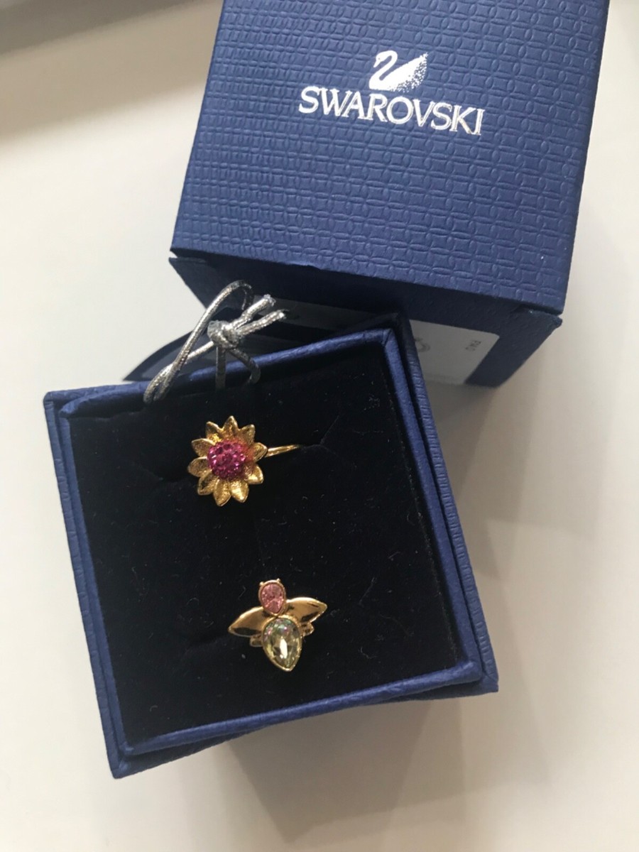 5080957 LMUL/GOS Signed Swarovski Garden Bloom ring set Flower