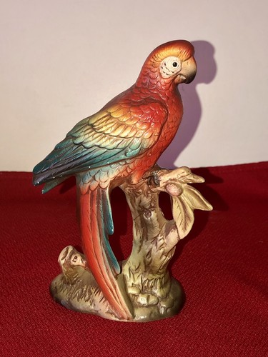 6.5” VINTAGE COLORFUL CHALKWARE PARROT MACOW FIGURE BRINN’S JAPAN EUC - Picture 10 of 10