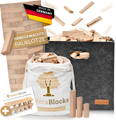 200-1.600 Holzbausteine Natur + 1x Bau-Anleitung | Bauklötze Holz Holzbauklötze