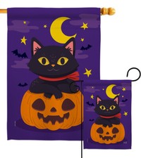 Halloween Kitty Garden Flag Fall Small Decorative Gift Yard House Banner