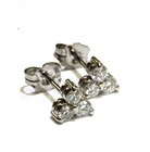 14k white gold .36ct SI1 H 3 stone round stud diamond earrings cluster Natural — photo 6