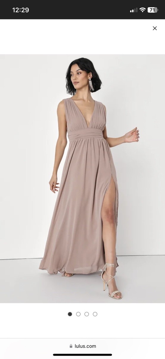 heavenly hues taupe maxi dress Lulus Heavenly Hues Taupe Maxi Dress Size Large (10-12)