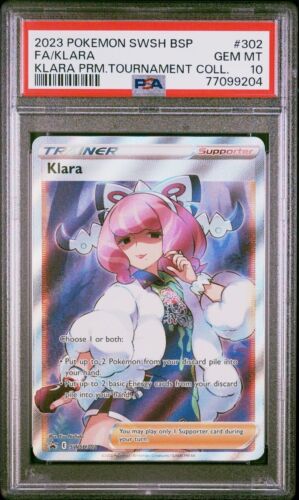 PSA 10 GEM MINT Klara SWSH302 Black Star Promos Premium Tournament Coll. Pokémon - Afbeelding 1 van 3
