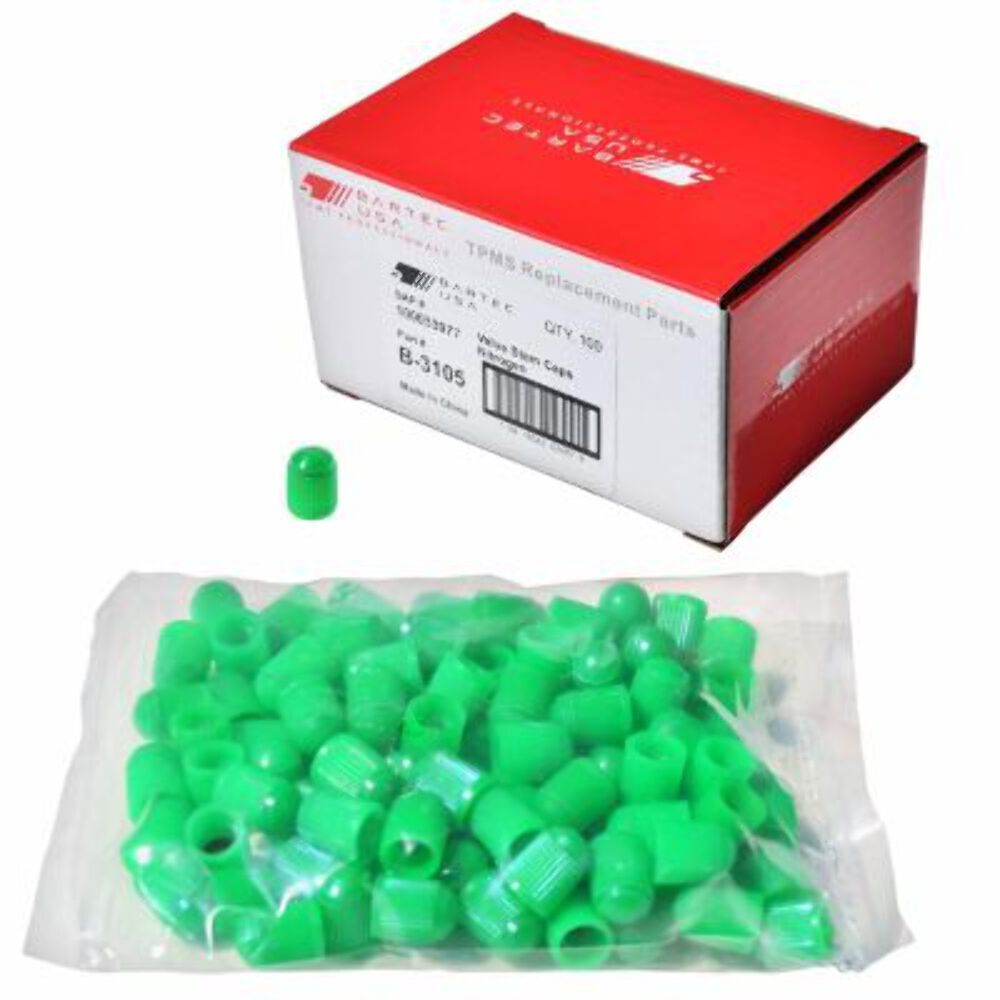 Bartec USA Tire Valve Stem Caps Green - 100 Pack
