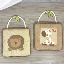 Set 2 Cocalo Baby Plush Wall Decor Lion Giraffe Nursery 11 Square Jungle Theme