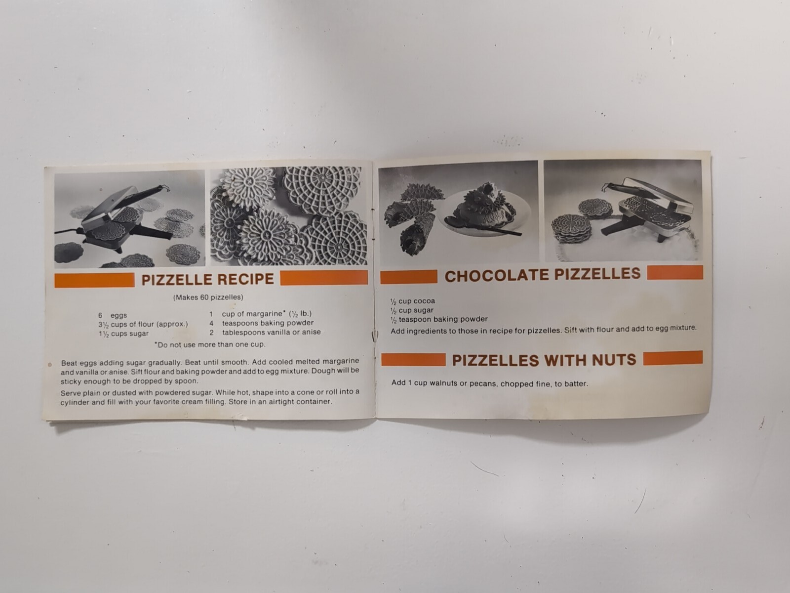 VINTAGE Vitantonio Pizzelle Chef 300 Italian Cookie Maker,Manual,Orig