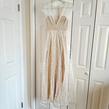 XSmall Ivory Lace Cap Sleeve Plunge V-Neck Bridal Gown