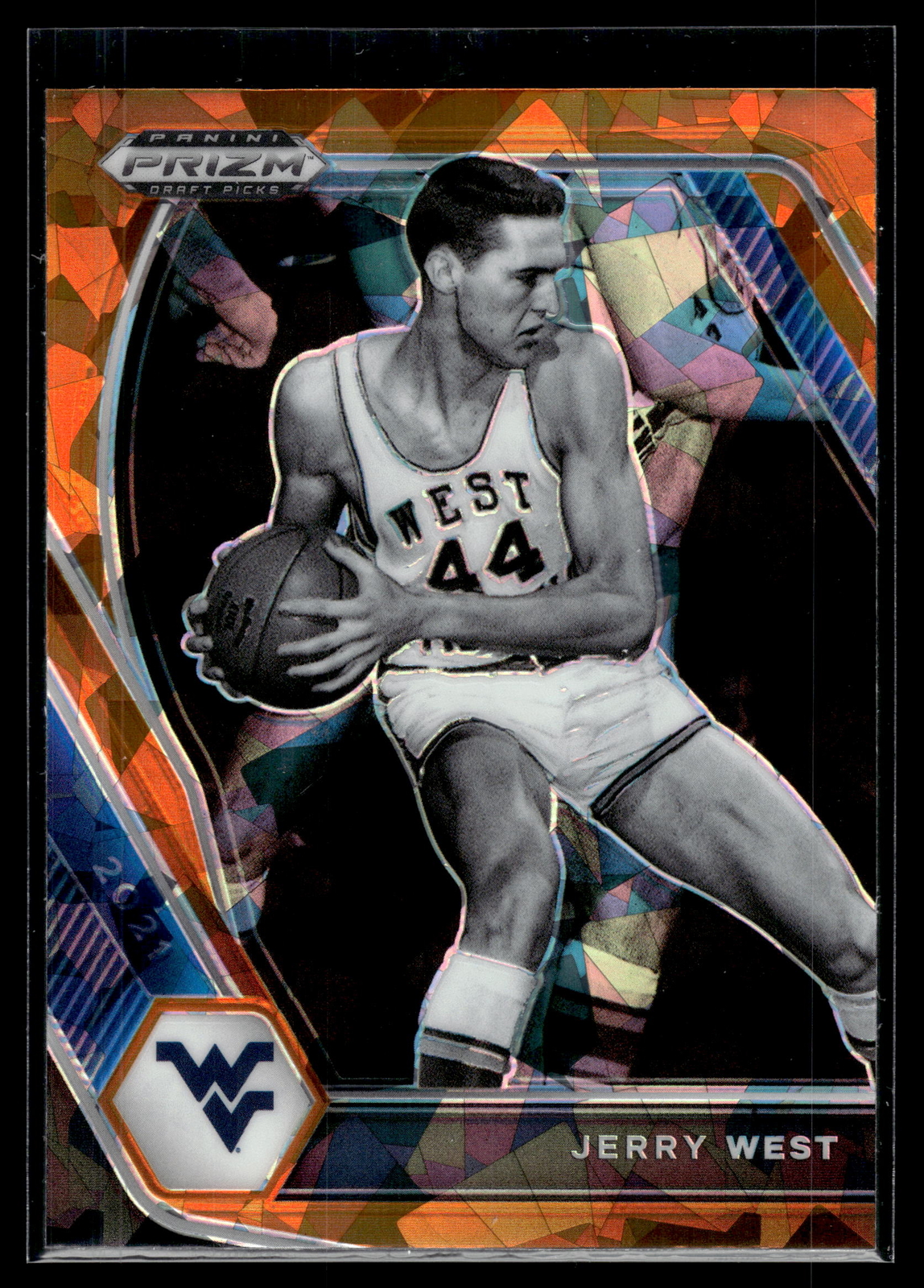 Jerry West 2021 Panini Prizm Draft Picks Orange Cracked Ice Prizm D Card  #100