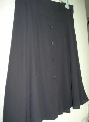 Jupe marine évasée Caroll taille 38 viscose boutonnée devant - Photo 1/4