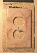 InterDesign 1989 USA Beige Marbled Granite Outlet Wall Plate Cover Plastic 1 Vtg