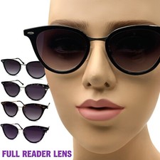 Womens Cat Eye Full Lens Magnified Tinted Readers Reading Sunglasses UV400
