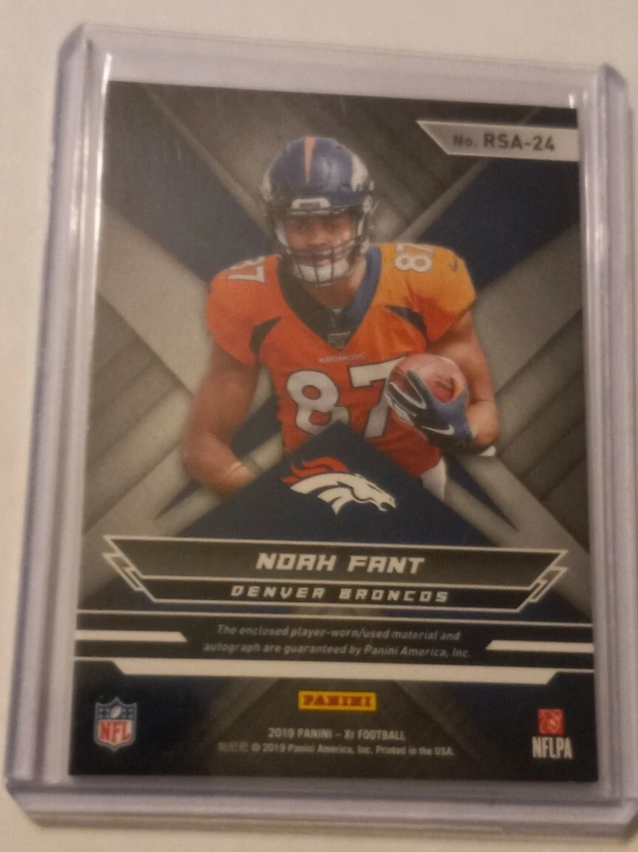 2019 Panini XR Rookie Patch Auto /75 Noah Fant  RPA Jersey RC Seahawks BRONCOS - Image 2 of 2