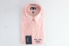 NOS Vintage 70s Streetwear Mens 15.5 Collared Short Sleeve Button Shirt Pink USA
