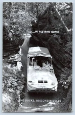 Wisconsin Dells Amphibious Vehicle Red Bird Gorge Real Photo Postcard RPPC 1950-