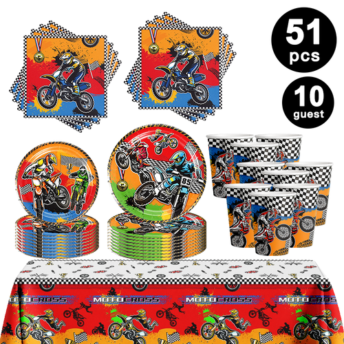Motorcycle Tableware Party Supplies Motocross Birthday Decoration - Picture 2 of 38