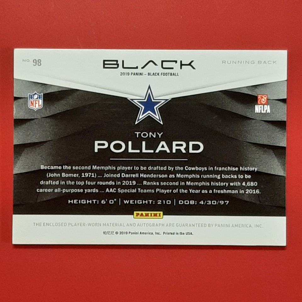 TONY POLLARD 2019 PANINI BLACK98 AUTOGRAPH SERIAL 74/75 ROOKIE CARD