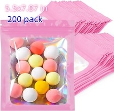 200 Pack Smell Proof Holographic Mylar Bags Resealable Zipper Bag 5.5x7.87 in