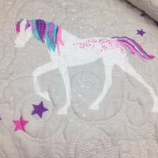 Nicole Miller Unicorn Star Quilt TWIN Cotton Coverlet Purple Pink Girls Designer