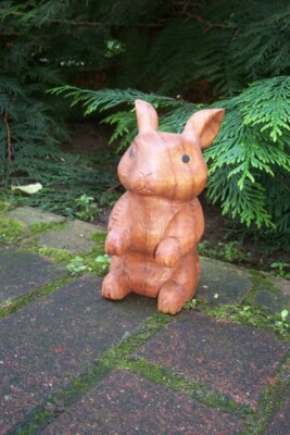 Holz HASE - Rabbit Bunny Selten Holzfigur Tierfigur Skulptur BALI Handarbeit